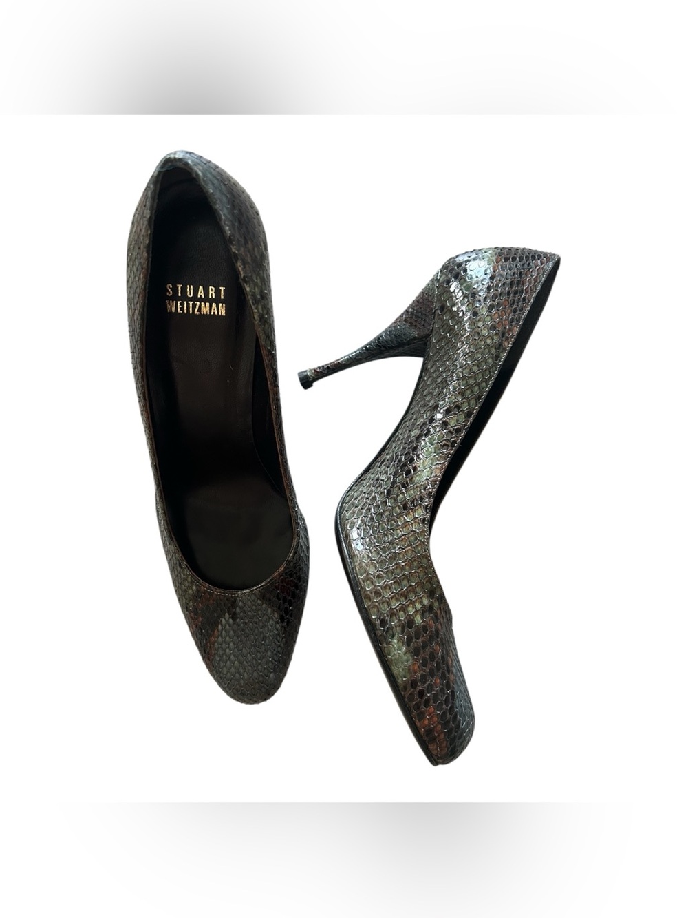 STUART WEITZMAN Lagoon Island Python Leather Pumps Heels Sz 7.5 NIB $450 Luxury